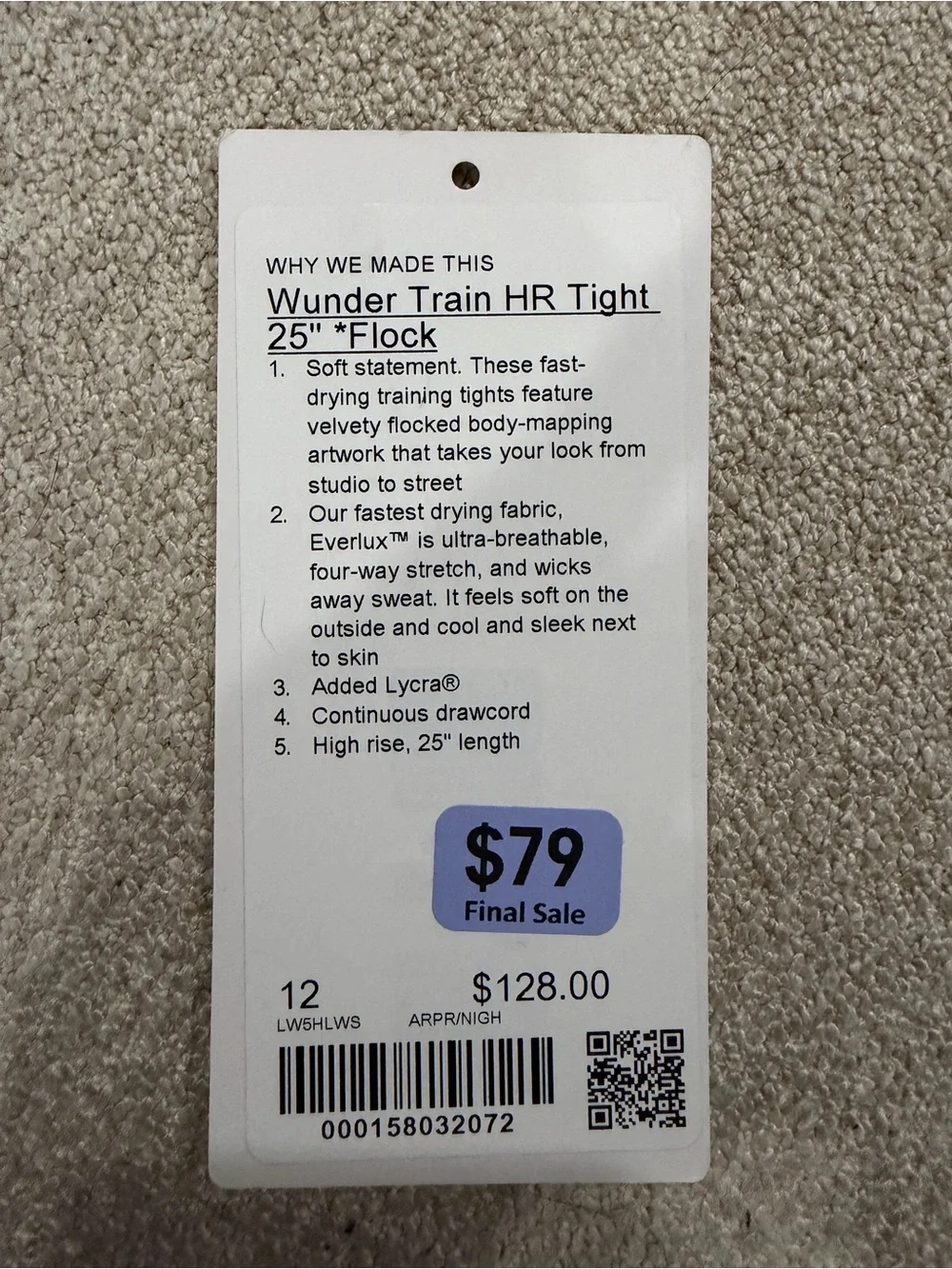 Lululemon Wunder Train HR Flocked EUC Sz 12 - Picture 4 of 4